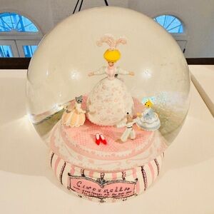 Large Cinderella Snow Globe with Pink and White Accents